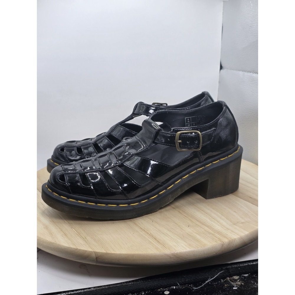 Womens Size 8 - DOC MARTENS Eleanor BLACK Patent Leather T-BAR PUMPS